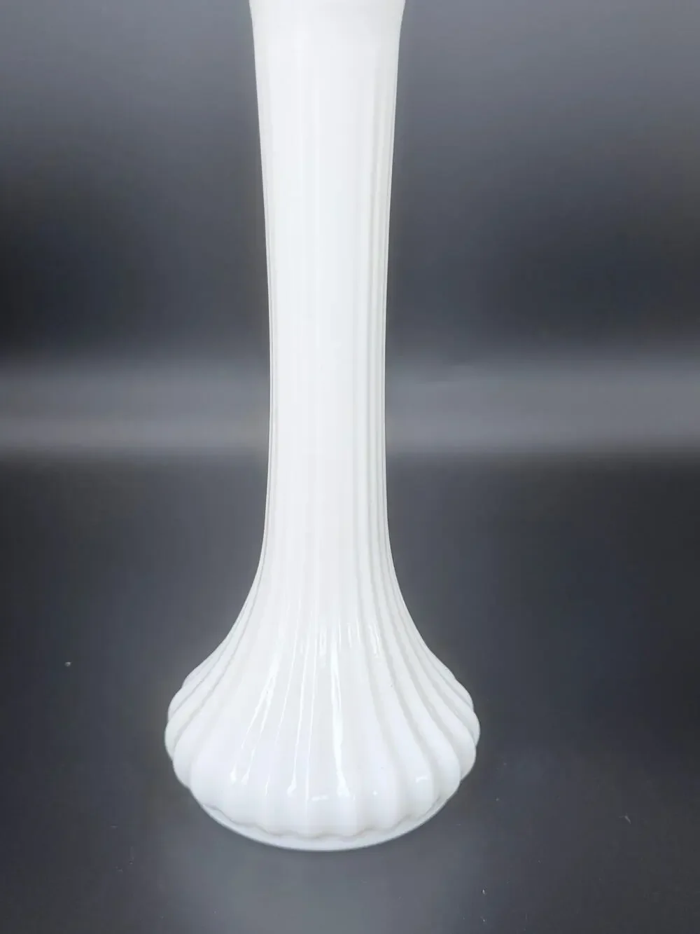 Vintage Hoosier Glass 4096 White Milk Glass Ribbed Bud Vase 9 in USA